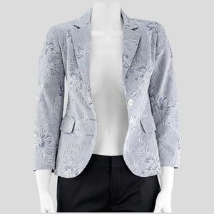 Ron Herman Grey & White Floral Motif Blazer - XS